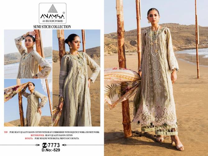 Anamsa 529 Rayon Embroidery Pakistani Suits Wholesale Price In Surat
